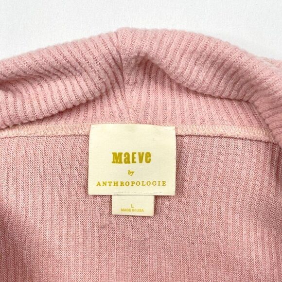 Anthropologie Maeve Ribbed Pink Turtleneck Top - Picture 5 of 10